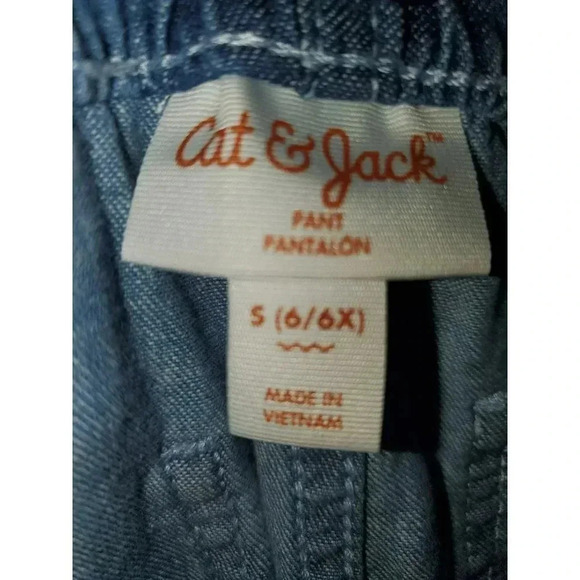 Cat & Jack Blue Pull On Jeans Girls Size Small 6/6x 100% Cotton - Picture 3 of 4